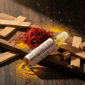 kesar chandan divine saffron & sandalwood blend | alcohol free ittar | unisex | temple grade fragrance for devotion | 3ml, 5ml, 8ml, 10ml, 25ml