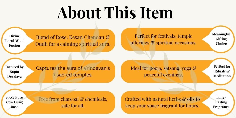 vrindavan flower incense sticks inspired by vrindavan’s sapta devalaya temples | 100% cow dung based | natural, devotional & allergy free | 100g & 200g packs