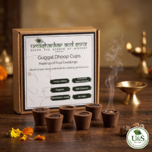 guggal cups inspired by vrindavan’s sapta devalaya temples | 100% cow dung based | natural, devotional & allergy free | 1 box of 12 guggul cups