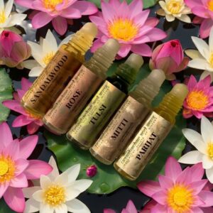 braj herbal seva(summer season combo) | inspired by vrindavan’s sacred temples | alcohol free ittar | unisex | (8 ml × 5 bottles) | (5 ml × 5 bottles)