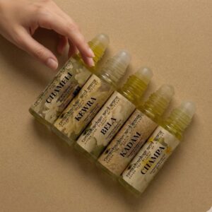 braj phool vatika seva(all season combo) | inspired by vrindavan’s sacred temples | alcohol free ittar | unisex | (8 ml × 5 bottles) | (5 ml × 5 bottles)