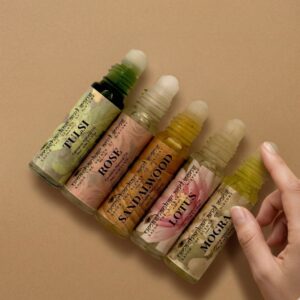 braj pooja seva(all season combo) | inspired by vrindavan’s sacred temples | alcohol free ittar | unisex | (8 ml × 5 bottles) | (5 ml × 5 bottles)