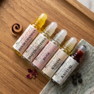 braj utsav seva(winter season combo) | inspired by vrindavan’s sacred temples | alcohol free ittar | unisex | (8 ml × 5 bottles) | (5 ml × 5 bottles)