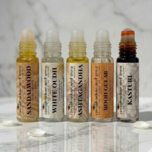 u & s noor | personal collection | inspired by modern lifestyles | alcohol free ittar | unisex | (8 ml × 5 bottles) | (5 ml × 5 bottles)