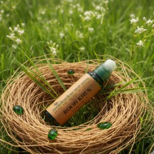 rooh khus attar – cool earthy vetiver | alcohol free attar | unisex | modern yet timeless scent | inspired by vrindavan’s sacred temples | perfect for daily & personal wear | 8ml